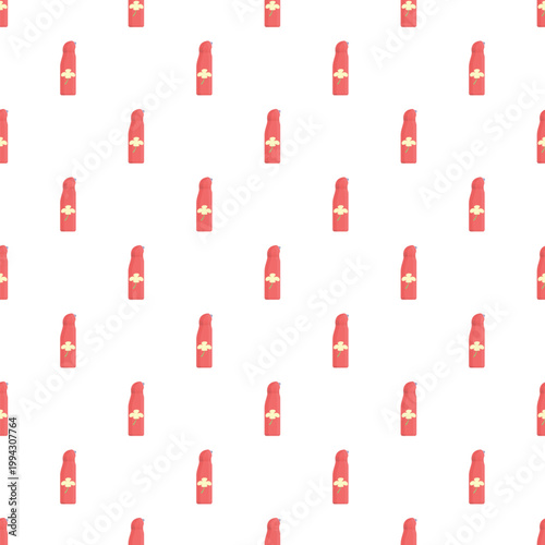 Red spray bottles with flower design forming a repetitive cartoon pattern