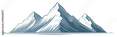 Scenic Snowy Mountain Range Peaks Vector Illustration Outdoor Adventure