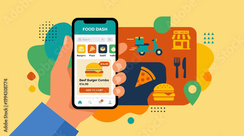 Food delivery app on smartphone screen.