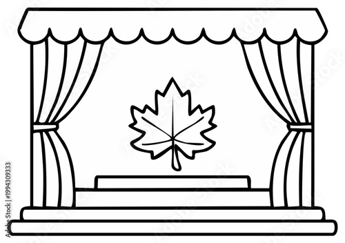 Stage with curtains and maple leaf symbol