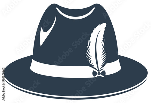 Classic dark fedora hat with elegant white feather and band a timeless fashion accessory