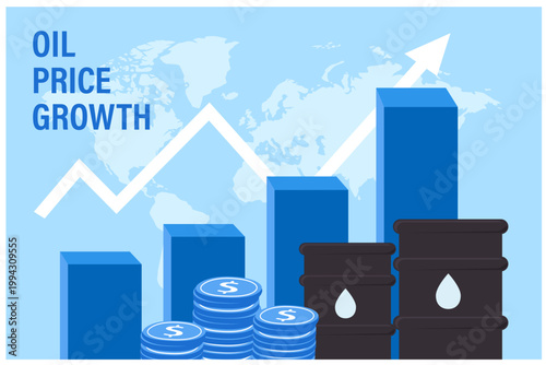 Oil price growth energy market increase vector illustration

