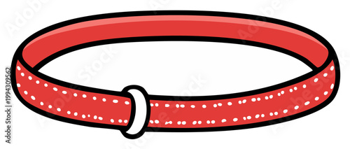 Red circle shaped accessory with white dotted pattern and fastener, isolated design