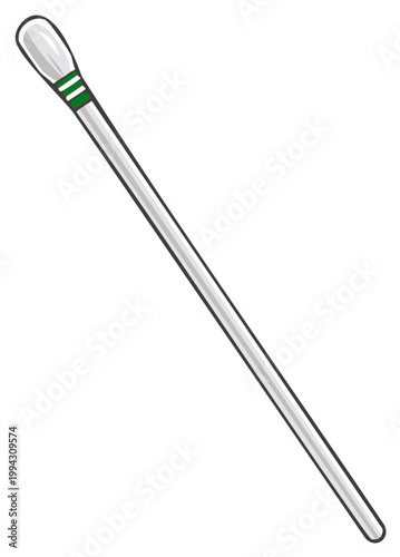 Cotton Swab or Bud Isolated on White Background With Green Stripes