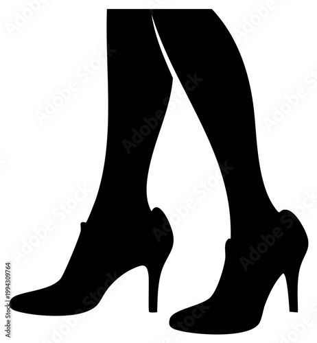 Silhouette of Woman's Legs in High Heels