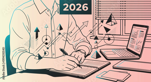 2026 financial planning with futuristic tech and data analysis