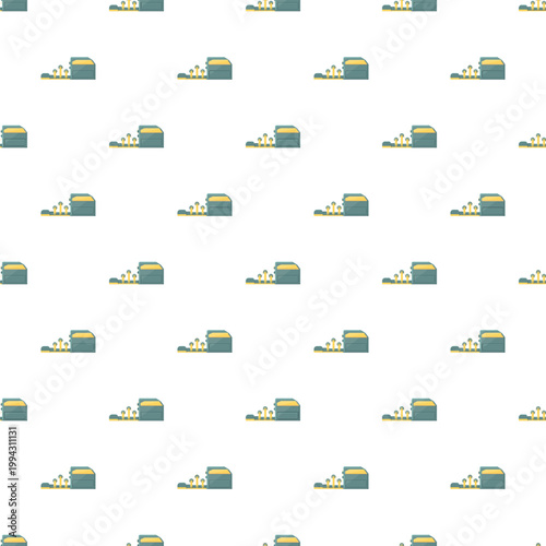 Seamless pattern showing industrial mining with ore being extracted from a conveyor belt