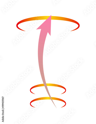 垂直方向の引き上げと段階的な加圧を表現したインフォグラフィック｜下から上へのエネルギーのフロー、引き締めメカニズム、血流や循環の視覚化に最適なベクター素材