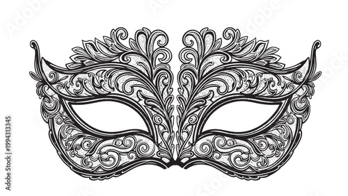 Intricate Black and Silver Venetian Mask with Elegant Filigree Design for Costume Parties.