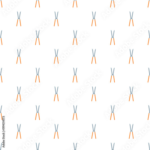 Garden shears creating a seamless pattern on a white background