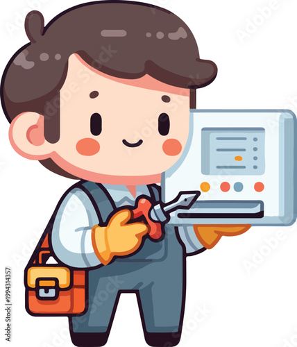 Chibi AC Technician Character 