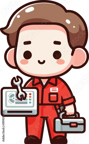 Chibi AC Technician Character 