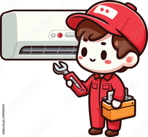 Chibi AC Technician Character 