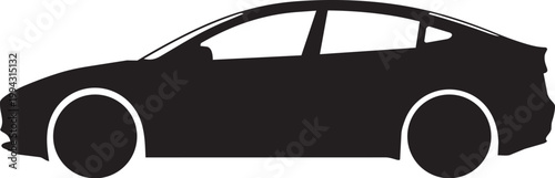 Side view illustration of a sleek black sports car with low profile and modern design