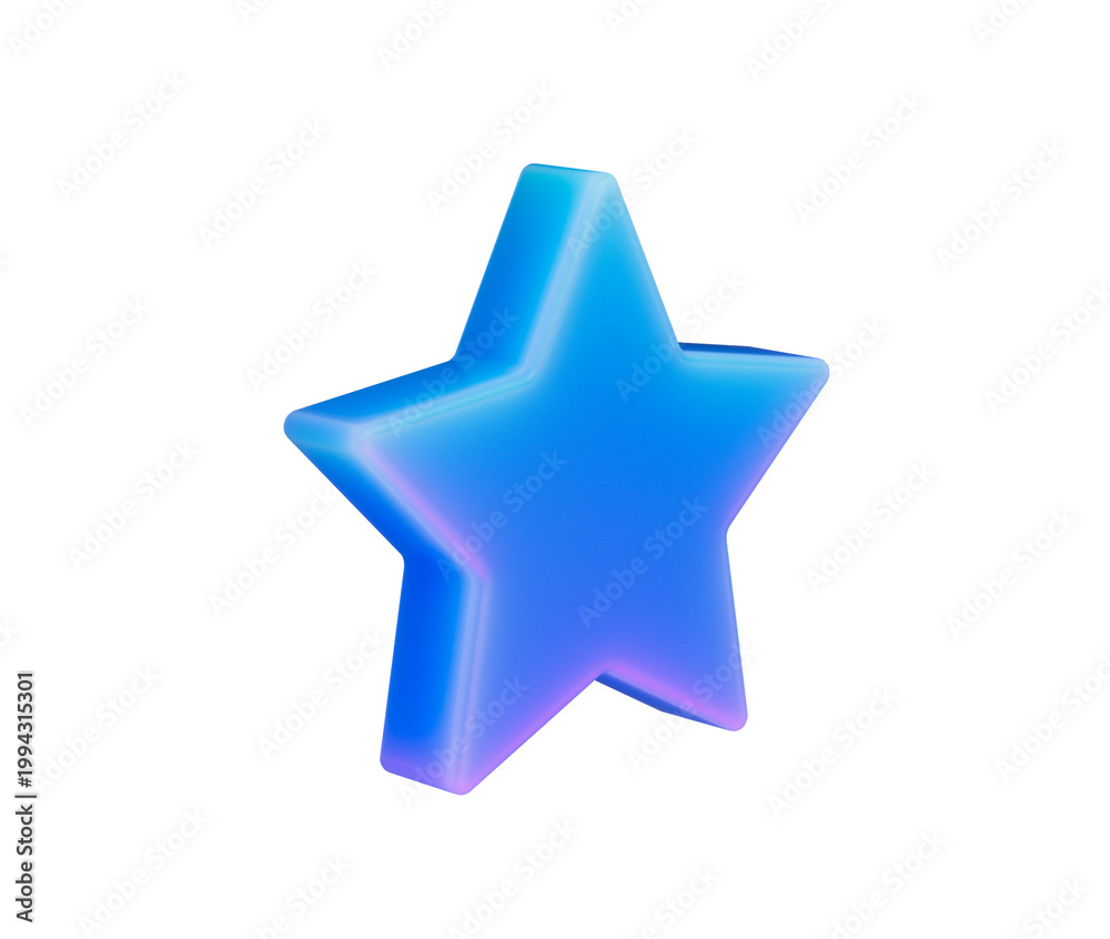 Obraz premium 3D Glossy blue star icon with gradient glow, ideal for ratings, favorites or rewards. 3D Illustration