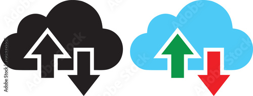 Cloud upload download arrows data storage icon
