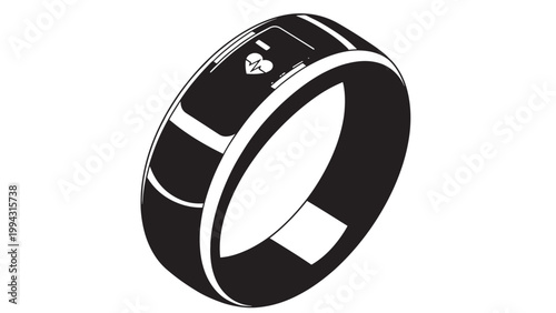 Close-up of a modern fitness tracker wristband with digital display and sleek design.