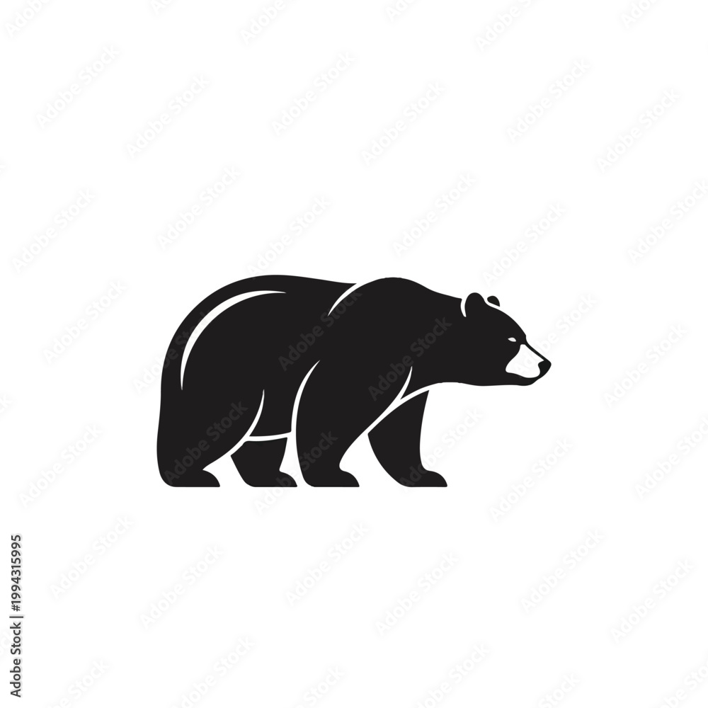 Fototapeta premium Black bear silhouette walking profile.