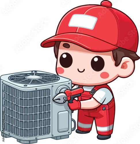 Chibi AC Technician Character 