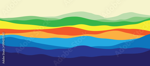 Mountains color, translucent waves, abstract glass shape, modern background, design vector Illustration