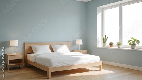 Minimalist bedroom with natural light