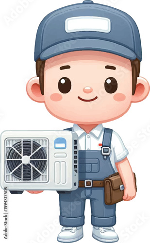 Chibi AC Technician Character 