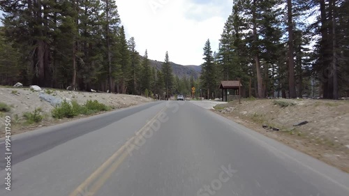Mammoth Lakes Lake Mary Road Northbound Driving Plate 03 Front View Sierra Nevada Mts California USA