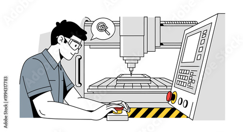Skilled technician operating advanced CNC machine with precision.