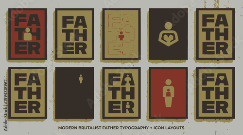 Modern Brutalist Father Typography and Icon Layouts for Creative Projects