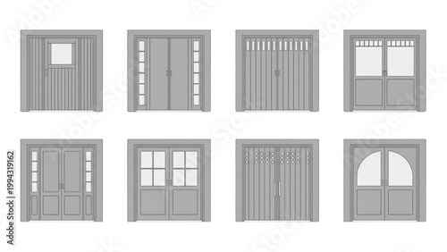 Collection of modern garage and entrance doors for homes