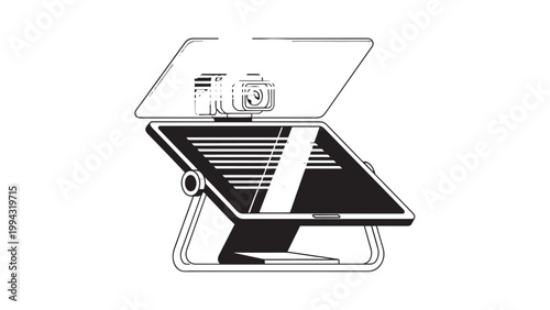 Digital Tablet and Smartphone with Opened Cover on Desk.