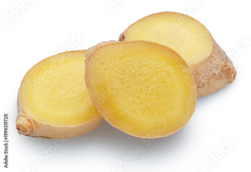 Bild auf Leinwand Slices of ginger root isolated on a white background
