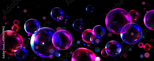 Abstract background with transparent soap bubbles