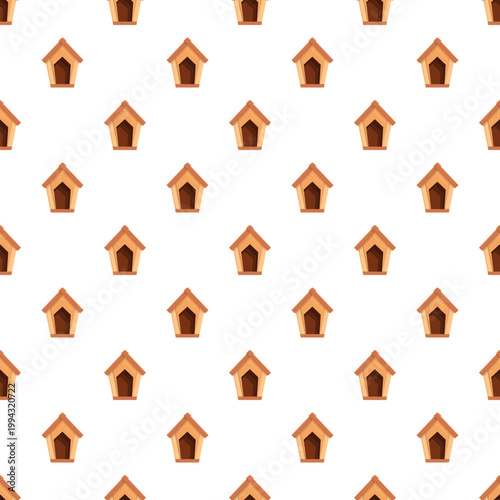 Doghouses creating a repeating background pattern for pet related design