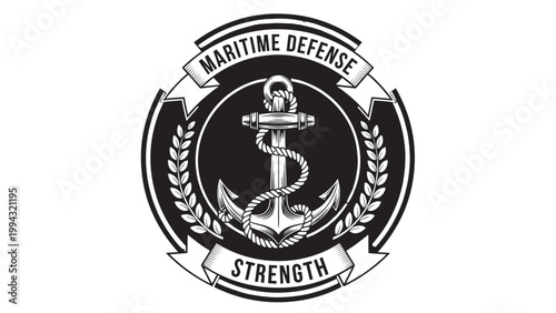 Maritime Defense and Strength Emblem Featuring Anchor and Rope Design.