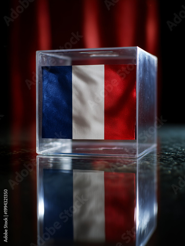 French flag inside ballot box representing election day