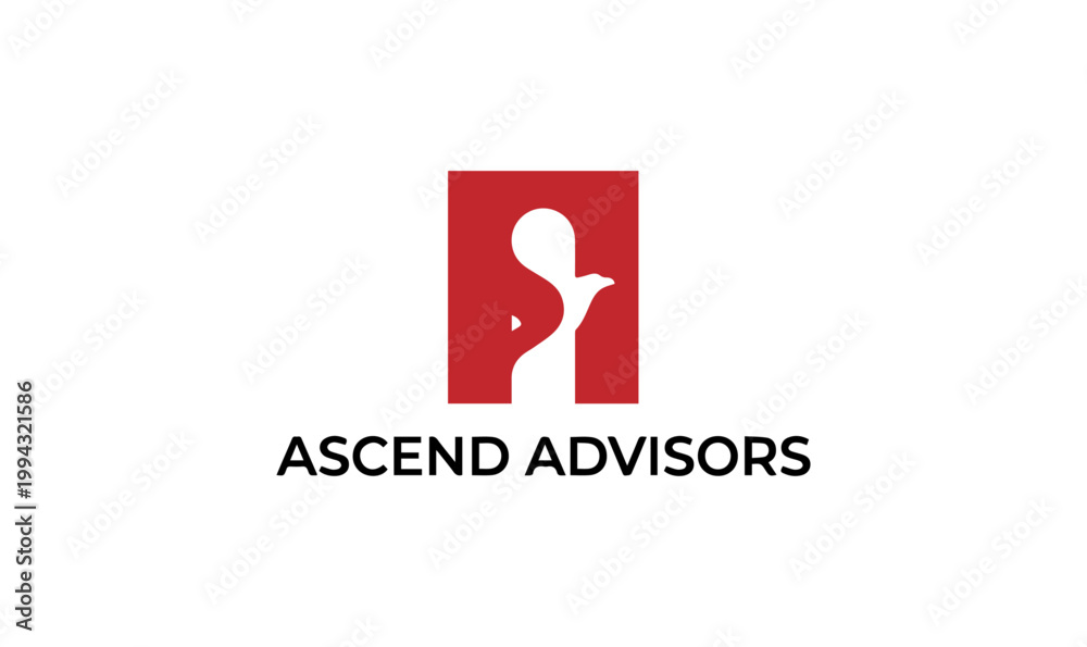Fototapeta premium ascend logo, Eagle, Logo, Negative Space, Advisor, Ascend, Bird, Professional, Consulting, Finance, Business, Corporate, Strategy, S Shape, Red, Minimalist, Vector, Identity, Freedom
