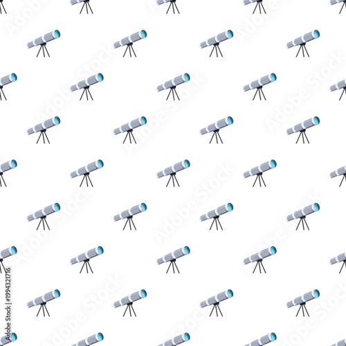 Telescopes repeating across a white background, forming a seamless pattern for science