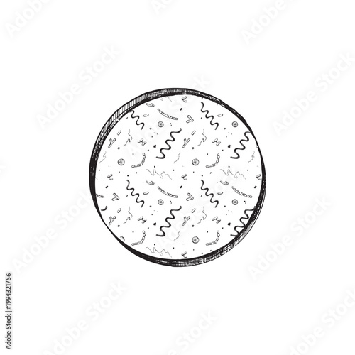 Beneficial microorganisms in a petri dish. Engraved illustration for scientific, medical, and educational materials.