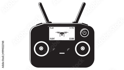 Remote Control Device with Antennas and Digital Display for Operating Electronic Equipment.