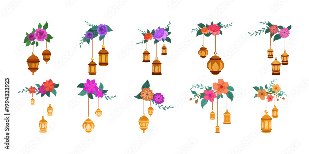Fototapeta premium Islamic Floral and Lantern Decoration