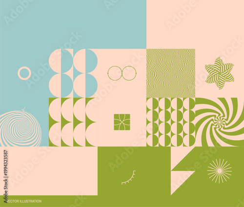 Abstract geometrical pattern. Mosaic. Art composition. Cover design template. Vector for brochure, poster, card, presentation, flyer or banner.
