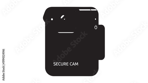 Close-up of a smartphone with a security camera overlay on a black background.