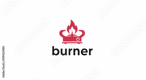 Red Burner Logo on White Background Represents Energy and Heat.
