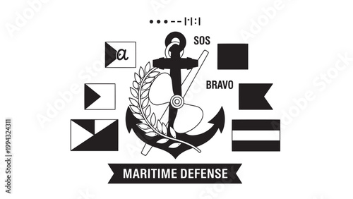 Maritime Defense Emblem Featuring Anchor and Nautical Symbols.