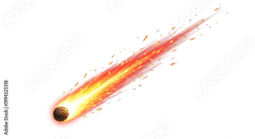 Fiery meteor streaking across the sky with glowing embers