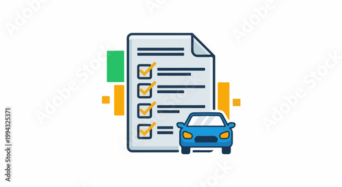 Checklist with car icon and colored blocks