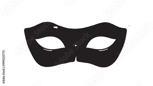 Black Mask Icon with Eye Holes for Costume or Themed Event.