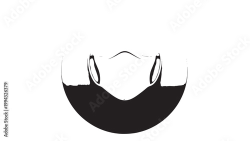 Close-up of a person's mouth with a black face mask covering the lower face.
