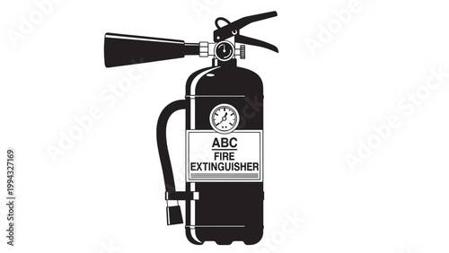 ABC Fire Extinguisher with Clear Label and Safety Features for Emergency Use.